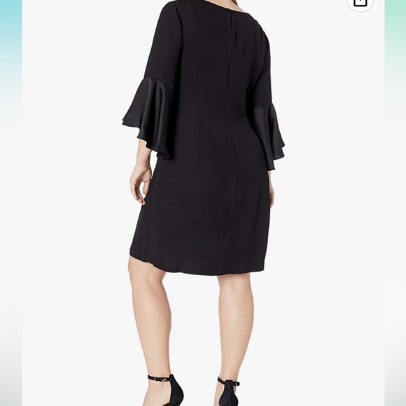 Adrianna Papell Crepe-Back Satin with Ruffle Sleeve Dress Size 8 - Picture 2 of 16